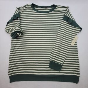 NWT Super Soft ruffle arm striped crewneck sweater
